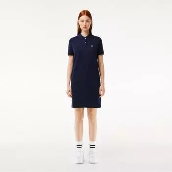 LACOSTE Женское классическое платье-поло с короткими рукавами [Темно-синий]