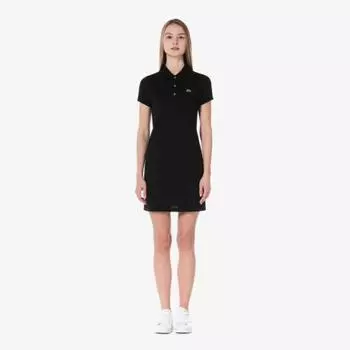 LACOSTE Женское ультратонкое платье-поло с короткими рукавами [черный]