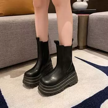Ladies Muffin Bottom Chain Medium Boots 35 чёрный