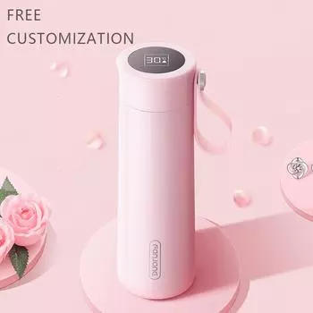 Ladies Portable Smart Temperature Display Thermos Cup Alarm Clock Reminder Drinking Gift Water Bottle Customization 400ml 301-401ml чёрный