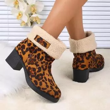 Ladies Shoes 2024 Plus Size Ankle Women s Boots Warm Modern Boots Women Round Toe Slip on Med Heel Turned-over Edge Shoes Female 36