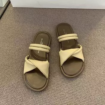 Ladies Shoes on Sale 2024 High Quality Basic Women s Slippers Summer Outdoor Casual Slippers Women Platform Shoes Sandals Female 35 бежевый