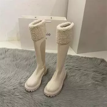 Ladies Shoes Round Toe Plus Warm Women s Snow Boots Elegant With Medium Heels Trend 2024 Winter Footwear Goth on Offer Boot 39 35