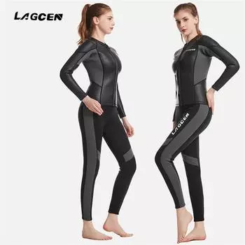 LAGCEN/Langchen новый водолазный костюм 2,5 мм теплый супер эластичный анти-холодный мокрый костюм анти-холодный плавательный купальник водолазный костюм M чёрный