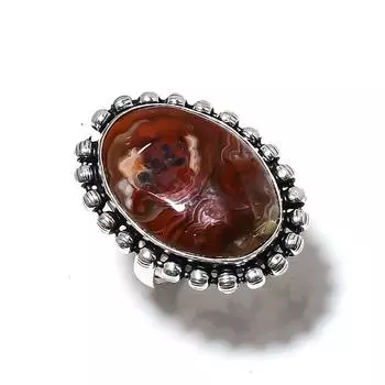 Laguna Lace Agate Gemstone Handmade 925 Sterling Silver Ring Size 10 h9I28