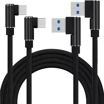 [LALASTA] USB cable L-shape type c 2 pieces set black 2m (type-c, black)