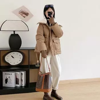 Lamb down jacket women s short 2024 winter new fashion thickened waist thin warm small coat S
