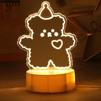 Lamp Night Warm Light Usb Powered Cartoon Cute Five Animals Lights Shaped Hat Bear