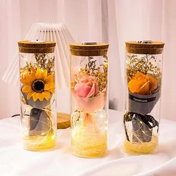 Лампа Galaxy Rose - Роза Красавицы и Чудовища, позолоченная роза и светодиодные ленты