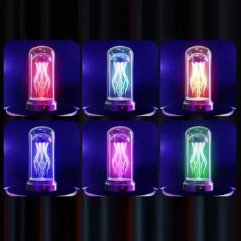 Лампа в виде медузы с музыкой, прикроватная лампа RGB, зарядка типа C, красочный ночник, атмосферный свет для подарка на день рождения, Хэллоуин синий