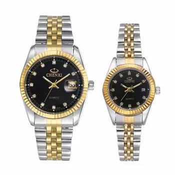 Lancardo Couple Watch, Парные часы, 2 комплекта, Мужские, Женские, Браслет из нержавеющей стали, Японский кварц, Водонепроницаемость 3ATM, Светящаяся шкала, Календарь, Бриллиант,