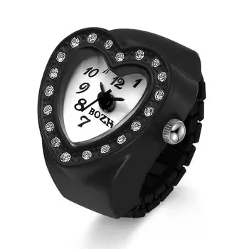 Lancardo Ring, Heart Clock, Ring Watch, Free Size, Ring Watch, Waterproof for Daily Life, Commuting, Christmas, Present, Birthday, Anniversary (Black)