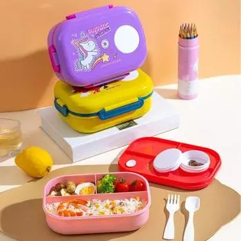 Ланч-бокс Bento Box на 1100 мл с безопасным уплотнением, несколькими отделениями, легкий штабелируемый контейнер для приготовления еды для взрослых, детей, школьных путешествий фиолетовый