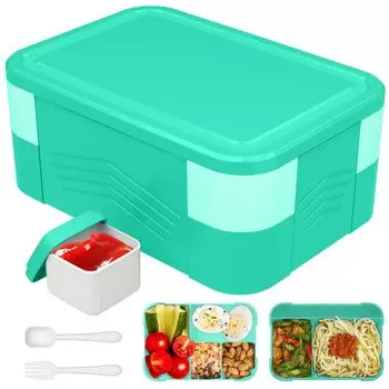 Ланч-бокс Bento для детей 1550 мл, контейнеры для ланча для детей/взрослых/студентов, 6 отделений, герметичный ланч-бокс для взрослых с посудой красный