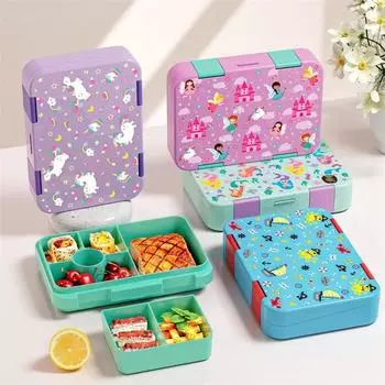 Ланч-бокс Bento для детей | 5/6 трансформируемых отделений, не содержит BPA, герметичен, можно использовать в микроволновой печи и холодильнике 5&810ml&1