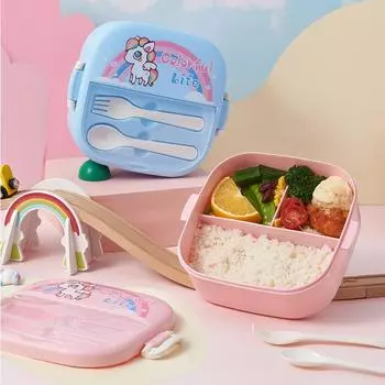 Ланч-бокс Bento для детей, девочек, мультяшных студентов, милых пони, подогреваемых сэндвичей на 3 решетки, специальная столовая розовый
