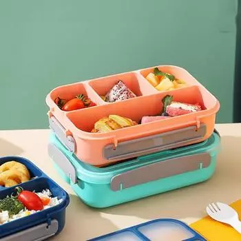 Ланч-бокс Bento для детей и взрослых, контейнеры для еды без бисфенола А с отделениями, герметичный контейнер для соуса, портативный контейнер для приготовления еды для школы и офиса зелёный