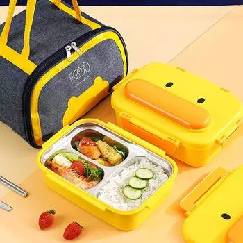 Ланч-бокс Bento для детей из нержавеющей стали 316, рабочий изолированный ланч-бокс для микроволновки, студенческий портативный мультяшный милый ланч-бокс белый