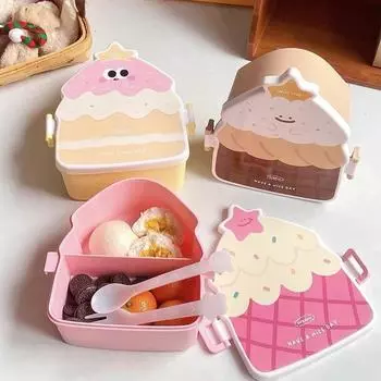Ланч-бокс Bento для детей, кавайные мультяшные студенты, милая лягушка, коробка для сэндвичей, фруктовый контейнер, переносная коробка для пикника