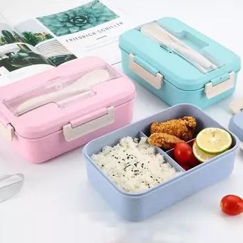Ланч-бокс Bento для пикника с 3 отделениями и столовыми приборами для детей и взрослых