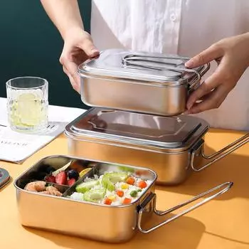 Ланч-бокс Bento, герметичный контейнер для хранения свежей пищи, переносная посуда из нержавеющей стали, студенческий дорожный кухонный контейнер для хранения продуктов