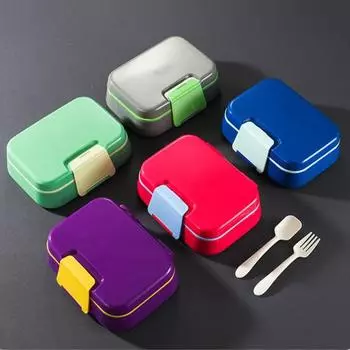 Ланч-бокс Bento с чашкой для соуса, вилкой, ложкой, контейнером для ланча с 3 отделениями, контейнерами для закусок без содержания бисфенола А, подходящими для детей, для девочек и мальчиков