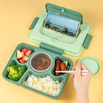 Ланч-бокс Bento с герметичной коробкой для соуса, многосекционная коробка для закусок, контейнеры для приготовления еды в школу B розовый