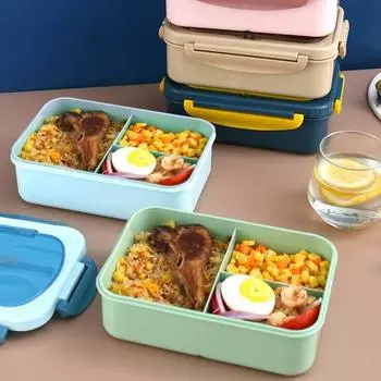 Ланч-бокс Bento с набором посуды, герметичное отделение, контейнеры для обеда большой емкости, пригодные для использования в микроволновой печи розовый