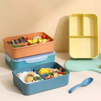 Ланч-бокс без BPA с ложкой, экологически чистый бенто для микроволновой печи для мальчиков и девочек