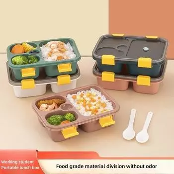 Ланч-бокс для микроволновой печи, пшеничная соломенная коробка Bento с отсеком, контейнер для еды для пикника, детей, школьников, взрослых, офисный ланч-бокс розы красного
