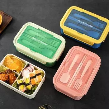 Ланч-бокс для столовых приборов, детский ланч-бокс Bento Box, большой емкости, детский школьный ланч-бокс, контейнеры для хранения еды, пригодные для микроволновки зелёный