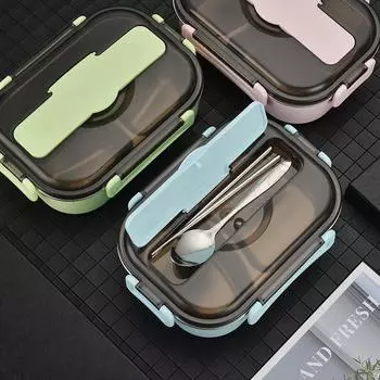 Ланч-бокс из нержавеющей стали 304 с разделителем Bento Box с утолщенной теплоизоляцией и подогревом Ланч-бокс для студентов и офисов 4&1300ml&1