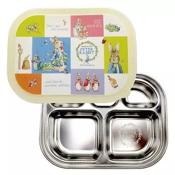 Ланч-бокс с запечатанной тарелкой Peter Rabbit, слоновая кость 3301, крышка + тарелка, Популярные корейские товары для родителей