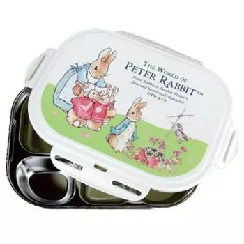 Ланч-бокс с запирающейся тарелкой Peter Rabbit, слоновая кость 3986, крышка + тарелка, Популярные корейские товары для родителей