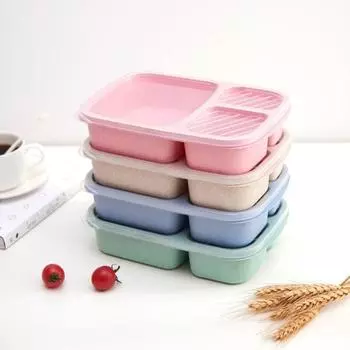 Ланч-бокс, штабелируемый, Bento Box, 3 отделения для приготовления пищи, многоразовая еда с контейнерами для детей