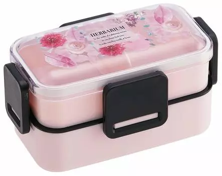 Ланч-бокс Skater Fluffy 2-х уровневый Herbarium Pink 600 мл PFLW4