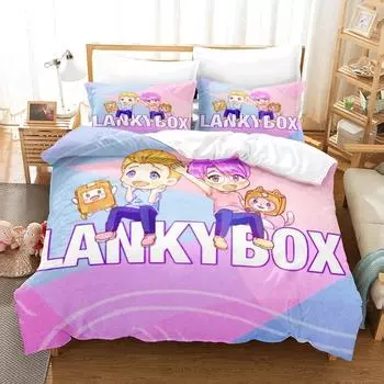 Lankybox Foxy Boxy Постельное белье односпальное, двуспальное, двуспальное, размер King Size, детский, для девочек, декор спальни, мультяшный комплект пододеяльников, подарок EU Single 135x200cm