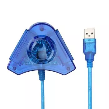LANLE Usb-контроллер, адаптер для геймпада, кабель-конвертер для PS1, Ps2, Joypad к компьютерным играм, два порта с CD синий