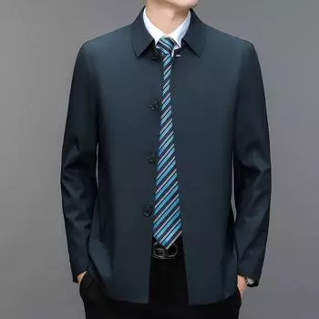 Lapel jacket men s autumn and winter velvet thickened middle-aged and elderly dad s business casual executive jacket warm jacket men s style M