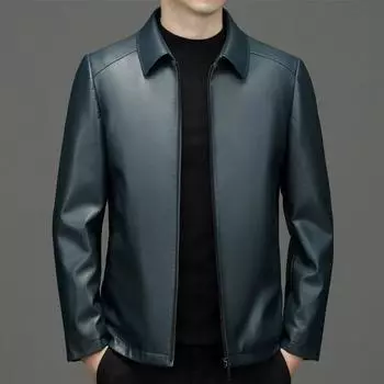 Lapel leather jacket men s genuine leather sheepskin winter new middle-aged men s down leather jacket dad s jacket 170