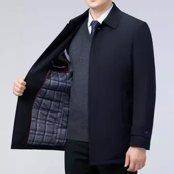 Lapel thickened cotton coat windbreaker men s winter coat mulberry silk cotton jacket middle-aged and elderly dad wear business casual cotton coat 170