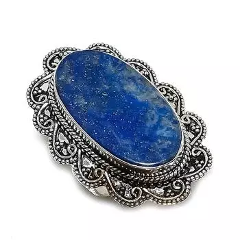 Lapis Lazuli Gemstone Handmade 925 Sterling Silver Jewelry Ring Size 8.5 c0I98