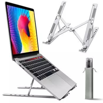 Laptop PC tablet computer iPad made of aluminum height adjustable in 6 convenient to silver stand, stand, stand, stand, stand, alloy, foldable,