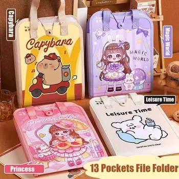 Large Capacity 13 Pockets Organ Bag Good Looking File Storage Bag A4 Expanding File Folder Student Style D