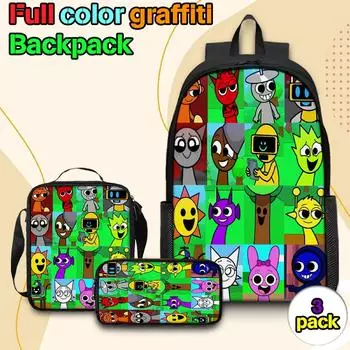 Large-capacity Backpack For Primary And Secondary School Students, Cartoon Shoulder Bag And Pencil Case For Children One Size