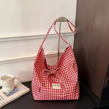 Large capacity bag women s new summer underarm canvas bag student party versatile commuter shoulder bag красный