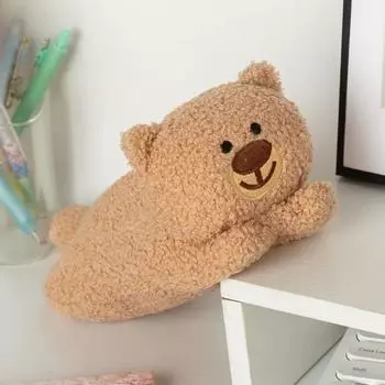 Large Capacity Bear Plush Pencil Case Cute Design Stationery Storage Bag Bear Plush Pen Bag Office коричневый