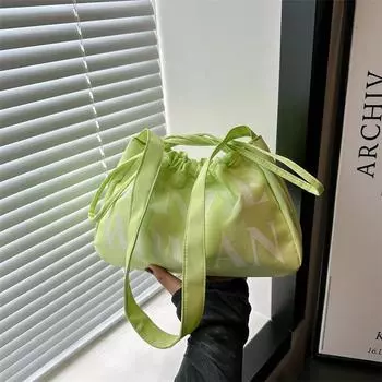 Large capacity bucket bag women s 2024 summer trend fashion simple casual shoulder bag simple fashion underarm bag women чёрный
