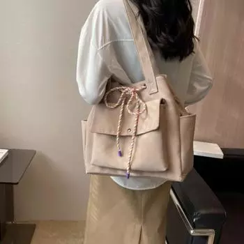 Large Capacity Canvas Tote Bag for Women s Commuter Versatile College Student Class Shoulder Bag чёрный