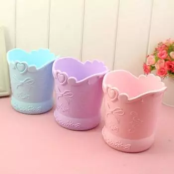 Large-capacity Carved Pen Case Heart Makeup Storage Kawaii Stationery Container Student фиолетовый
